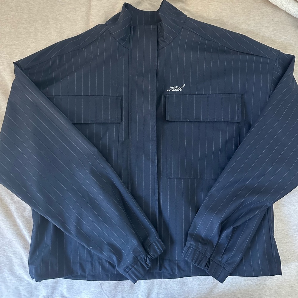 KITH never work before pinstripe navy jacket 💙